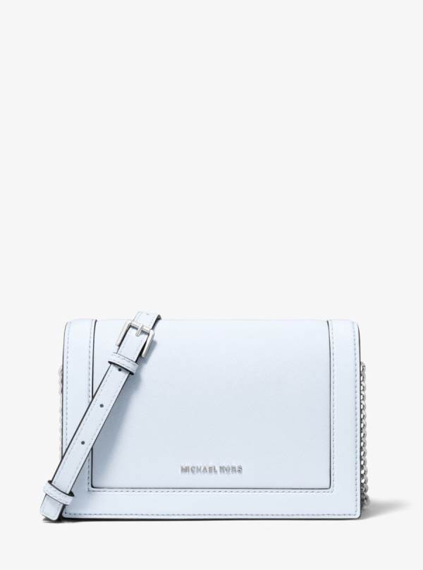Damske Crossbody Kabelka Michael Kors Jet Set Large Saffiano Leather Svetlo Biele Modre - Kabelky Michael Kors Nejlevnejsi | RFQGY-0235